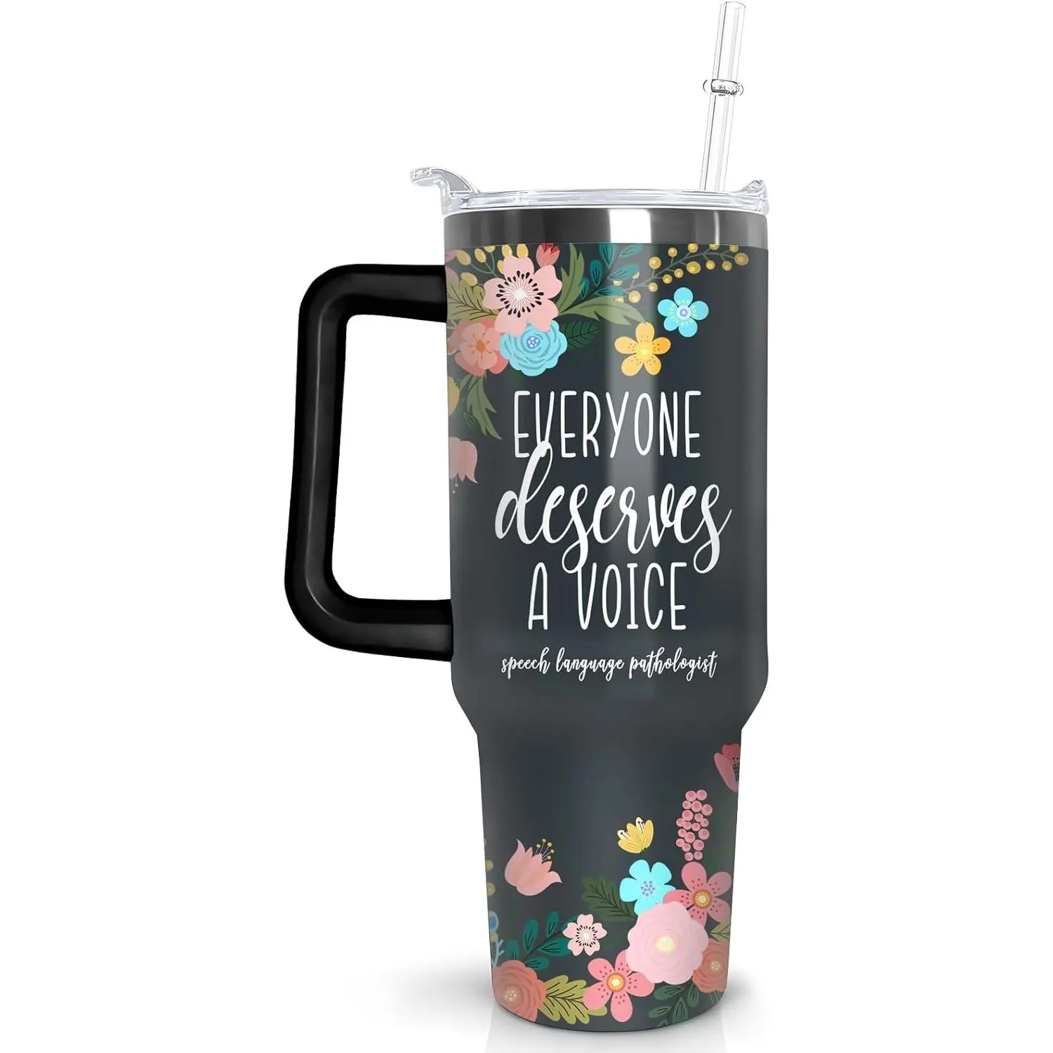 Speech Therapy 30 oz Tumbler with Handle SLP 30 oz Travel Coffee Mug Cups Speech Language Pathology Tumblers with Lid and Straw Stainless Steel Insulated Speech Pathologist Therapist Gifts for Women, Birthday, Flasks