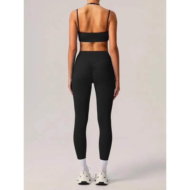 Women's Solid Crop Sports Bra & Leggings Set, Casual Comfy Breathable Two-piece Outfits for Yoga Gym Workout Running, Ladies Sportswear for Spring & Fall, Summer ActivewearGift Women's Solid Crop Sports Bra & Leggings Set, Casual Comfy Breathable Two-piece Outfits for Yoga Gym Workout Running, Ladies Sportswear for Spring & Fall, Summer ActivewearGift