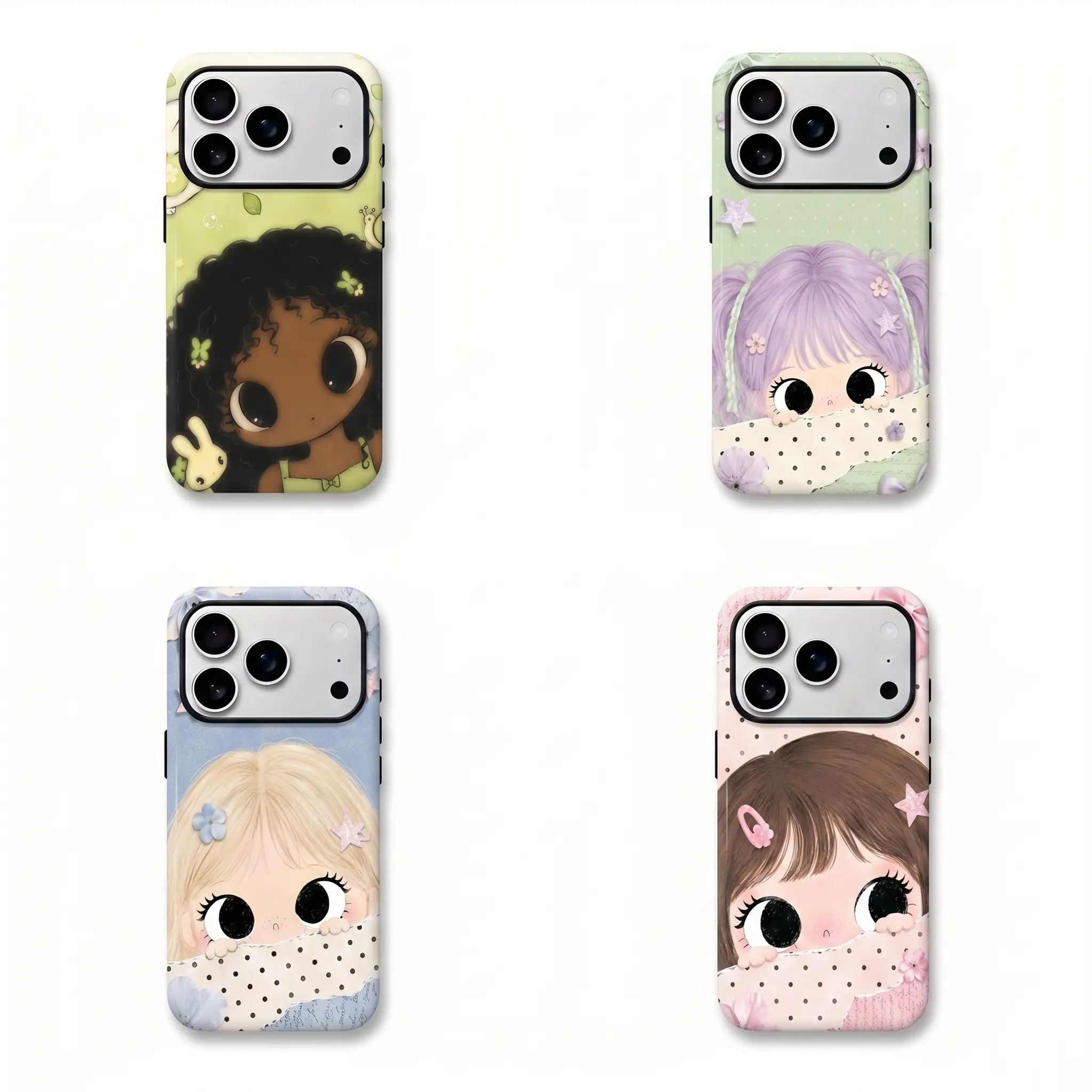 Dreamy INS Glittering Big Eyes Comic Girl Phone Case For iPhone 17 Pro Max 16 15 14 13 12 11 for Samsung S21 S22 S23 S24 S25 Phone Case |   Gift For Her plus.lightweight, new fashion trend design