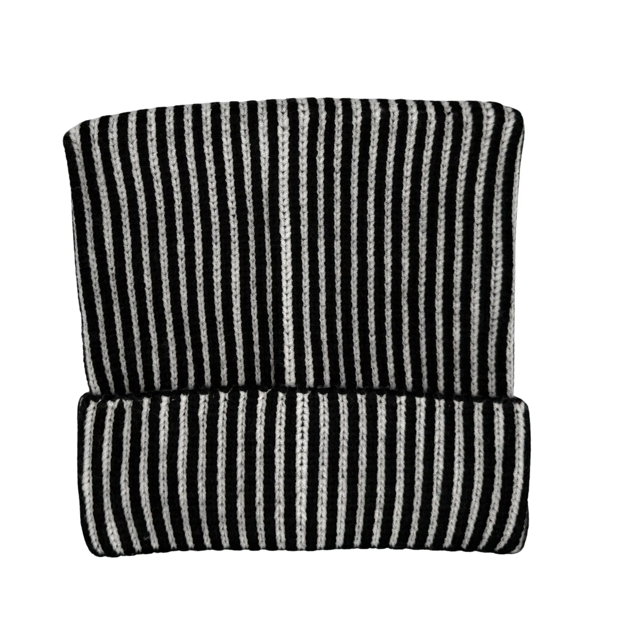 Cat Ear Square Striped Ribbed Knit Beanie for Cat Lovers | HatPhile