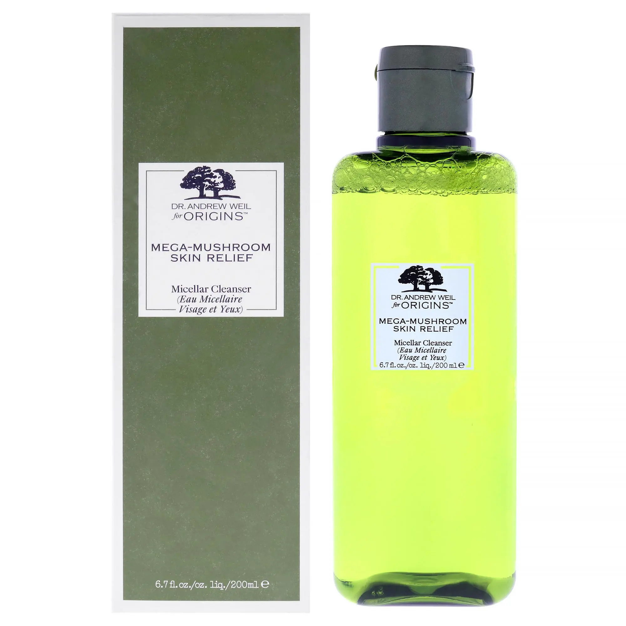 Origins Mega-Mushroom Skin Relief Liquid Micellar Cleanser, Unisex 6.7 oz Bottle Cleanser, 6.7 Oz Size
