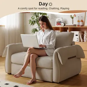 Convertible Sofa Couch, Pull Out Sofa Bed Sleeper RV Couches with Memory Foam, 59.84" Modern Futon Sofas Day Bed for Living Room Bedroom Apartment Guest Room, Mattresses Included