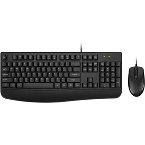 Wired Keyboard and Mouse Combo, Full-Sized Ergonomic Computer Keyboard with Palm Rest and Optical Wired Mouse for Windows, Mac OS Desktop/Laptop/PC