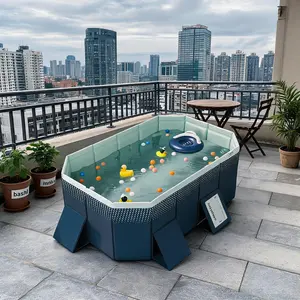 PVC Folding Pool for Outdoor – Strong & Durable, Easy Installation & Storage, 900L Capacity, for Summer Cooling in Patio, Beach, Garden, Backyard