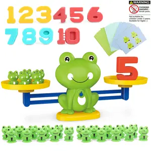 Arithmetic Education Toy Set, Frog Balance Number Toy, Intelligence Development Game, Parent-Child Interaction, Suitable for 3+ Years, Math Learning Tools, Math Learning Blocks, Number Counting Blocks