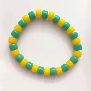Ilde de Orula Elastizado 8mm - Green and Yellow Beaded Stretch Bracelet for Casual Wear