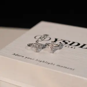 【3.8 Today's Special】Dainty Stylish Cross Huggie Synthetic Moissanite Earrings in 925 Sterling Silver 0.6ct total