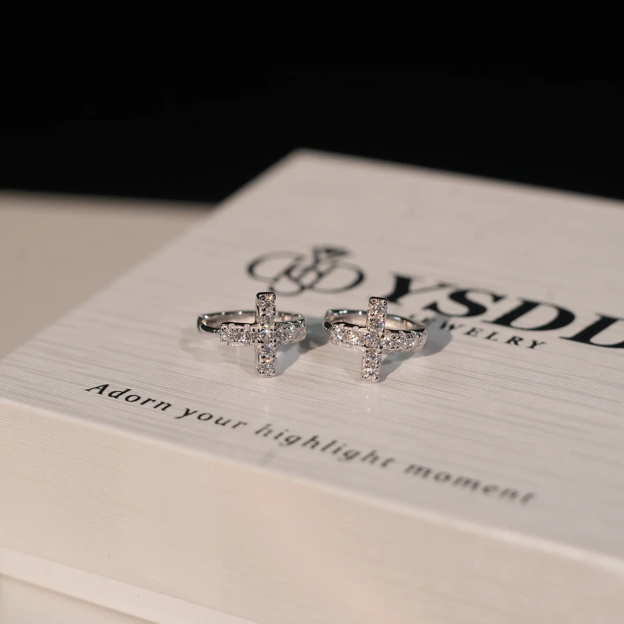 【3.8 Today's Special】Dainty Stylish Cross Huggie Synthetic Moissanite Earrings in 925 Sterling Silver 0.6ct total