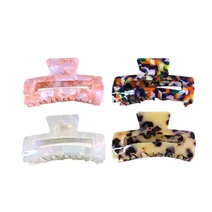Large 4pcs Set Glossy Claw Clips Tortoise Shell Strong Grip High Luster High Strength Long Lasting Colorful
