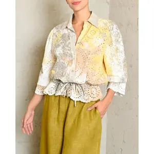 Tie Dye Mustard Eyelet Top