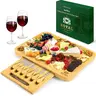 Royal Craft Wood Charcuterie Board – Bamboo Cheese Board & Wooden Serving Platter with Cutlery Set, Charcuterie Tray for Entertaining & Tableware (17.5”x13”)