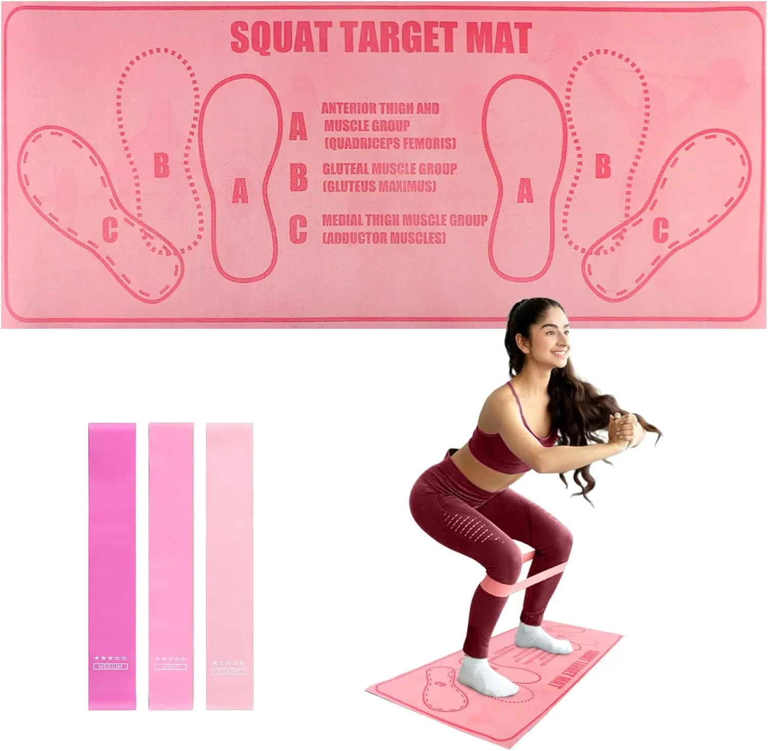 Squat Mat with Foot Position Guide, 31.5" x 13.54" Anti‑Slip Workout Pad