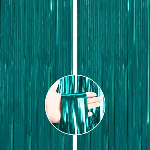PartyWoo Teal Streamers Backdrop 3pcs Turquoise Foil Fringe Streamer Curtain 8.2FT Tinsel Backdrop for Birthday Gender Reveal Baby Shower Graduation Pool Mermaid Under The Sea Party Decorations