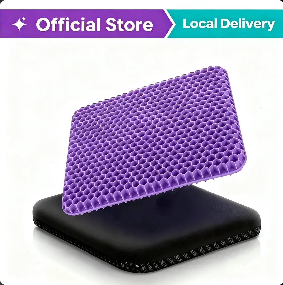 Double-Thick Gel Seat Cushion Honeycomb Breathable Non-Slip Cover 16.5x14.5x1.2 in Pressure Relief for Office Car Wheelchair Elastic Furniture Protector