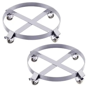 [fathers day gift]Automotive Drum dolly | 55-gallon | silver gray | 4 wheels (two wheels with brakes) | 4 pieces | iron plate thickness 3.5mm none Engine & Transmission Repair Tools