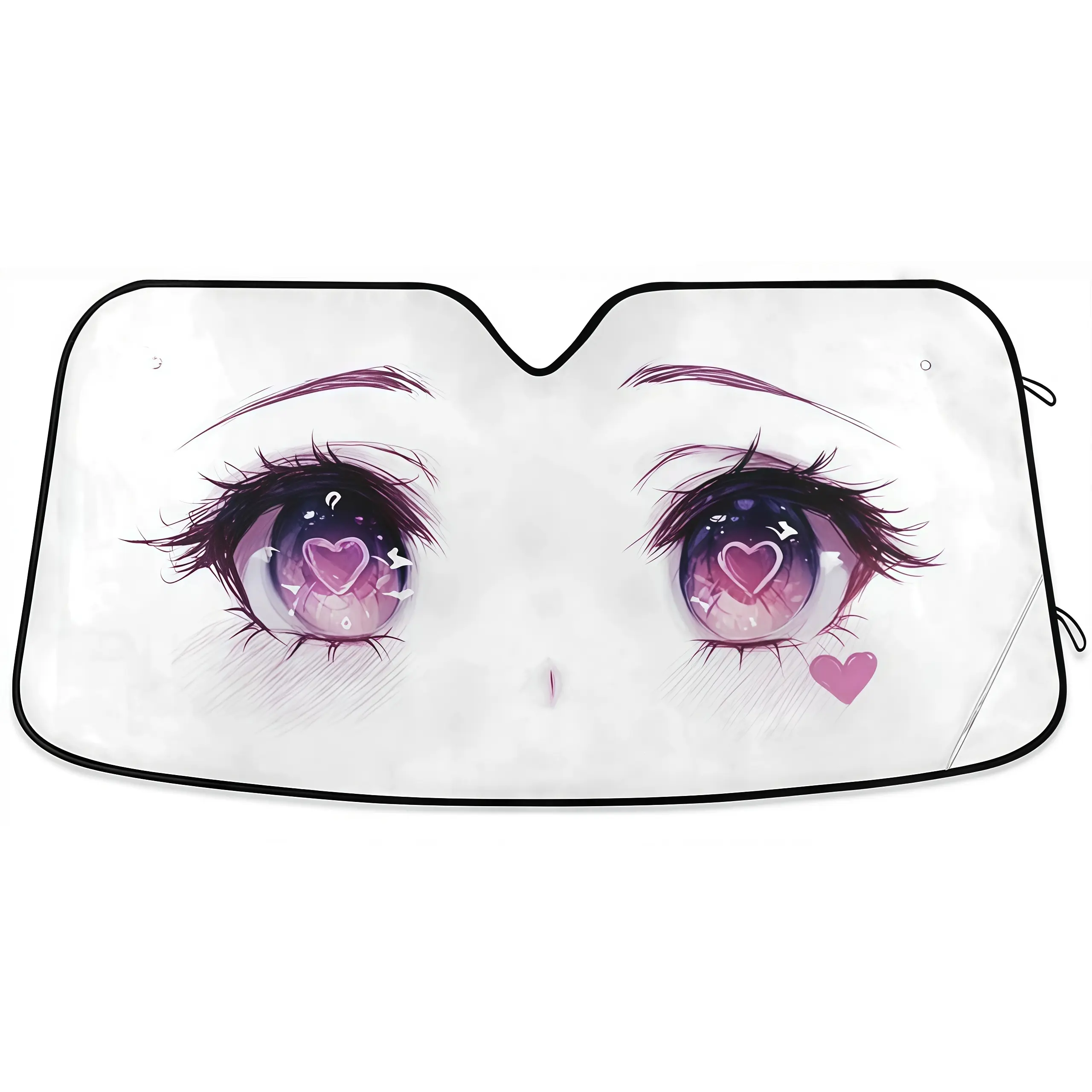 Windshield Sun Shade 2026 Car Accessories 100% Blackout Car Front Windsow Shades Umbrella Automotive Sun Visor Block Heat Insulation Protection (Pink Eyes)