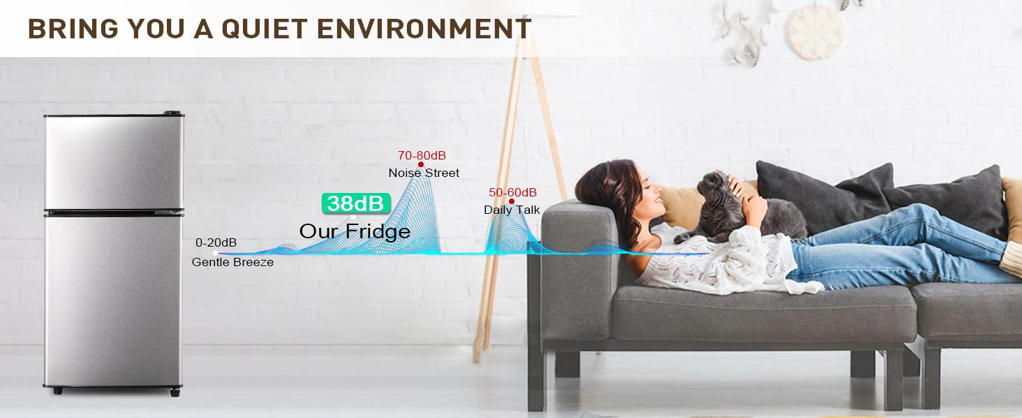 Mini Fridge with Freezer, 3.3 Cu. Ft. Double-Door Small Refrigerator with Adjustable 7-Level Thermostat & Separate Freezer, Dorm Fridge Compact for Kichen, RV, Office, Apartment, Silver mini fridges mini fridge Mini Fridge with Freezer, 3.3 Cu. Ft. Double-Door Small Refrigerator with Adjustable 7-Level Thermostat & Separate Freezer, Dorm Fridge Compact for Kichen, RV, Office, Apartment, Silver mini fridges mini fridge