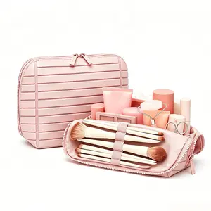 Foldable waterproof toiletry bag; new fashionable plaid travel makeup bag; large-capacity convenient organizer with separate compartments; suitable for women; includes a makeup pouch and skincare storage bag; ethyl travel makeup organizer box; fashion