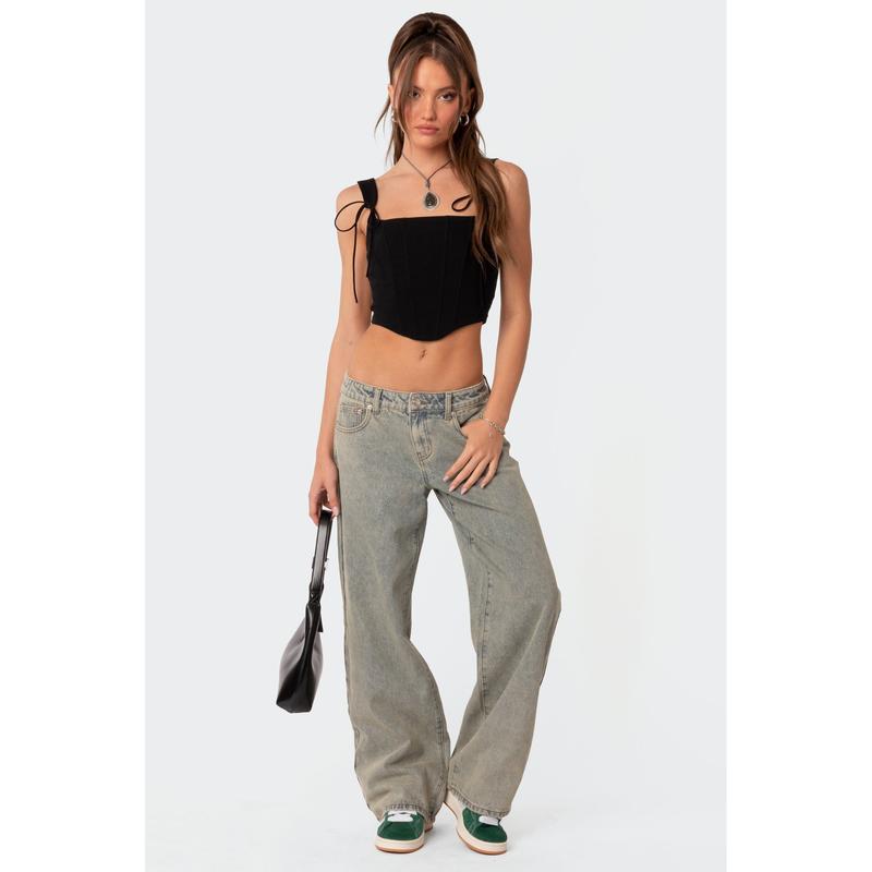 Magda Acid Wash Low Rise Baggy Jeans