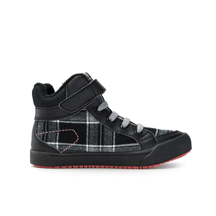 Pediped Logan Flex  Black Plaid High-Tops for Kids - Cozy Fleece Lining & Rugged Style - Approved by the American Podiatric Medical Association