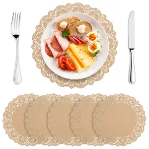 100 Sheets Paper Table Pads 34cm Round Lace Paper Place Mats Decorative Paper Doilies Multipurpose Paper Placemats Paper Table Mats for Food Cakes Crafts Party Weddings Tableware Decor