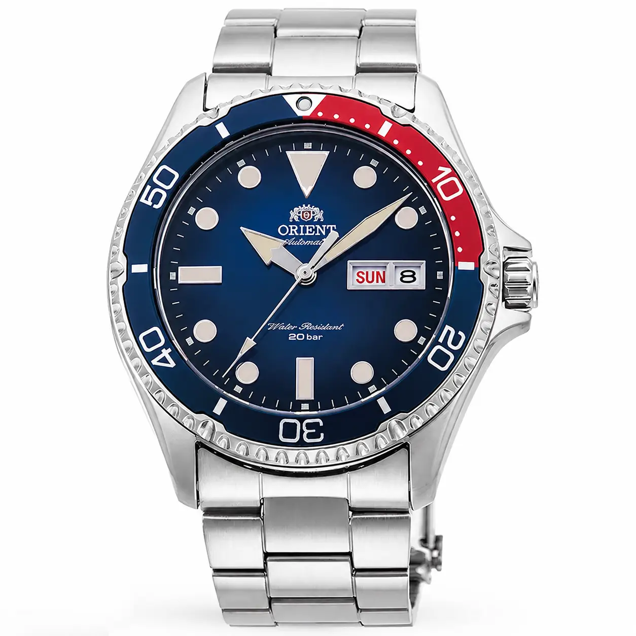 HogarSimple Pepsi Bezel Men's Automatic Diver Watch, 200m Water Resistant, Day Date Display, Luminous Blue Dial, Stainless Steel Sports Mechanical Wristwatch Reloj Automático de Buceo Hombre