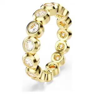 Exquisite Gold Bezel-Set CZ Eternity Ring for Women, Dainty Full-CZ Stackable Eternity Band, Luxury Fashion Jewelry Gift