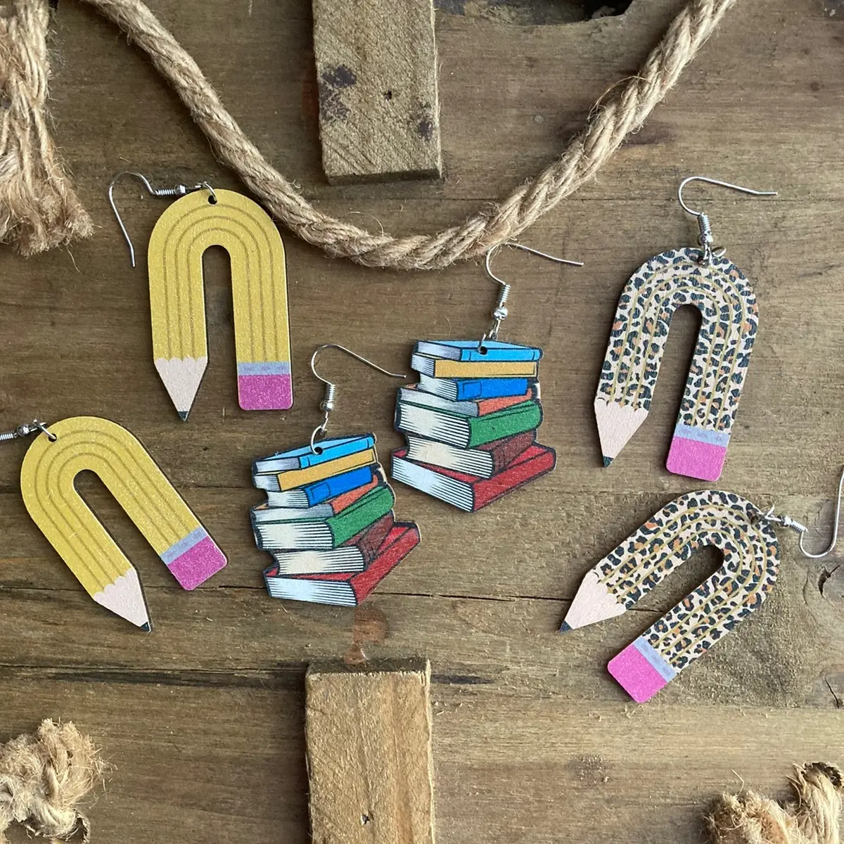 Wooden Teacher Earrings