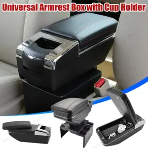 Center Console Container Armrest with Cup Holder Adjustable Armrest Storage Box Car Armrest Storage Box for Trucks and Vehicles