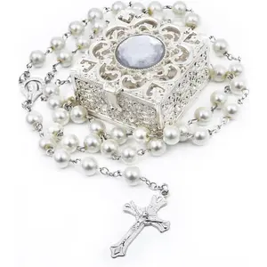 First Communion Rosarys for Girls and Boys, RosaryBeads Catholic for Men, Women, Rosary Necklace as Gifts for Mother, Grandmother, Elders