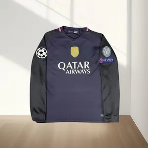 16-17 Away No.11 Neymar Blue/Pink Long-Sleeve Football Jersey