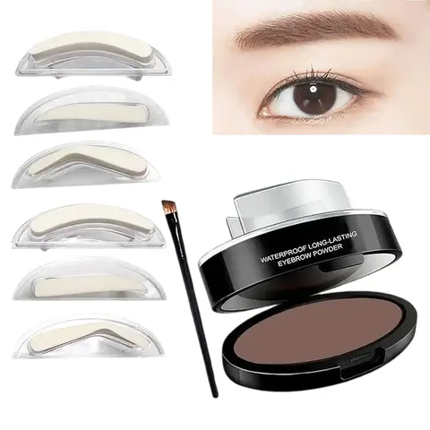 Waterproof Brow Stamp Eyebrow Powder Kit - Mini, Space-Saving, Long-Lasting Cosmetic, Dip & Press Eyebrow Product for Beginners, Flawless Precisely Sculpted Brows, Natural Daily Makeup Tool (Light Brown)