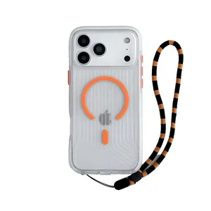 Luxury Ultra-Thin Night Glow Magnetic Tpu Phone Case with Lanyard, Compatible with Apple iPhone 17 Pro Max/16/15/14/13/12 Pro Max Plus
