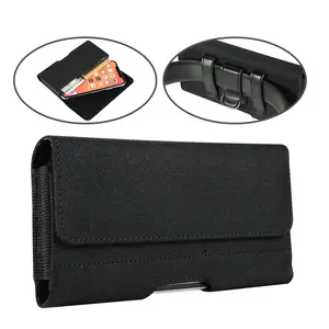 Cell Phone PU Leather Nylon Holster Belt Clip Card Slot Magnet Pouch Man Carrying Perfect For Outdoor Daily Use iPhone16 Pro Max iPhone16/15 Samsung Ultra Google Pixel 8 Pro