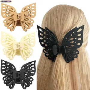 3PCS Butterfly Claw Clips for Women, Cute Aesthetic Matte Hair Clips Set, Strong Hold for Thick & Medium Hair, Non Slip Large Hair Claws, Y2K Trendy Hair Accessories for Daily Wear & Gifts