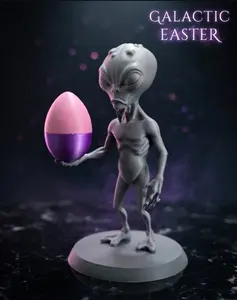 Galactic Easter Alien 3D Printed with Pink and Purple Egg