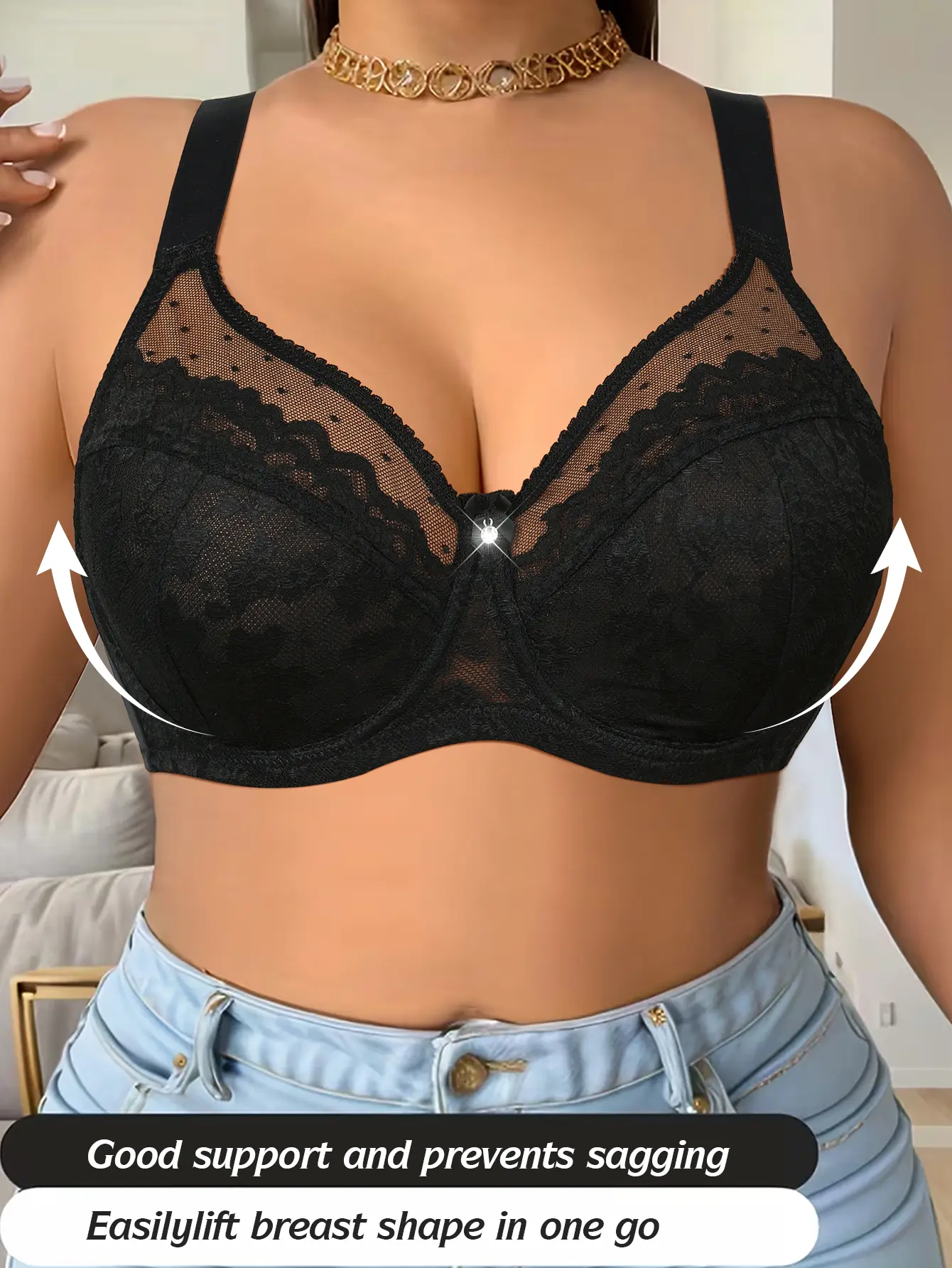 Women's Plus Size Lace Underwire Full Coverage Push Up Bra Slimming Minimizer Bras for Summer Outfits, Anti-Sag, Side Lift, Wide Adjustable Straps, No Bulge, Mesh Elegant Back, Breathable Comfort, Everyday Holiday, SummerWins, DealsForYouDays
