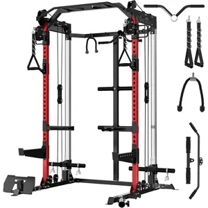 Power Cage, 2000LB Power Rack with Independent Dual Pulley System, Multi-Function Home Gym Workout Machine for Cable Crossover