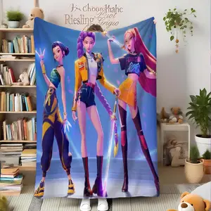 Korean Pop  Rumi Mira Zoey Blanket, Cozy Nap Throw for Home Office Bedroom Decor, Must-Have for K-Pop Fans