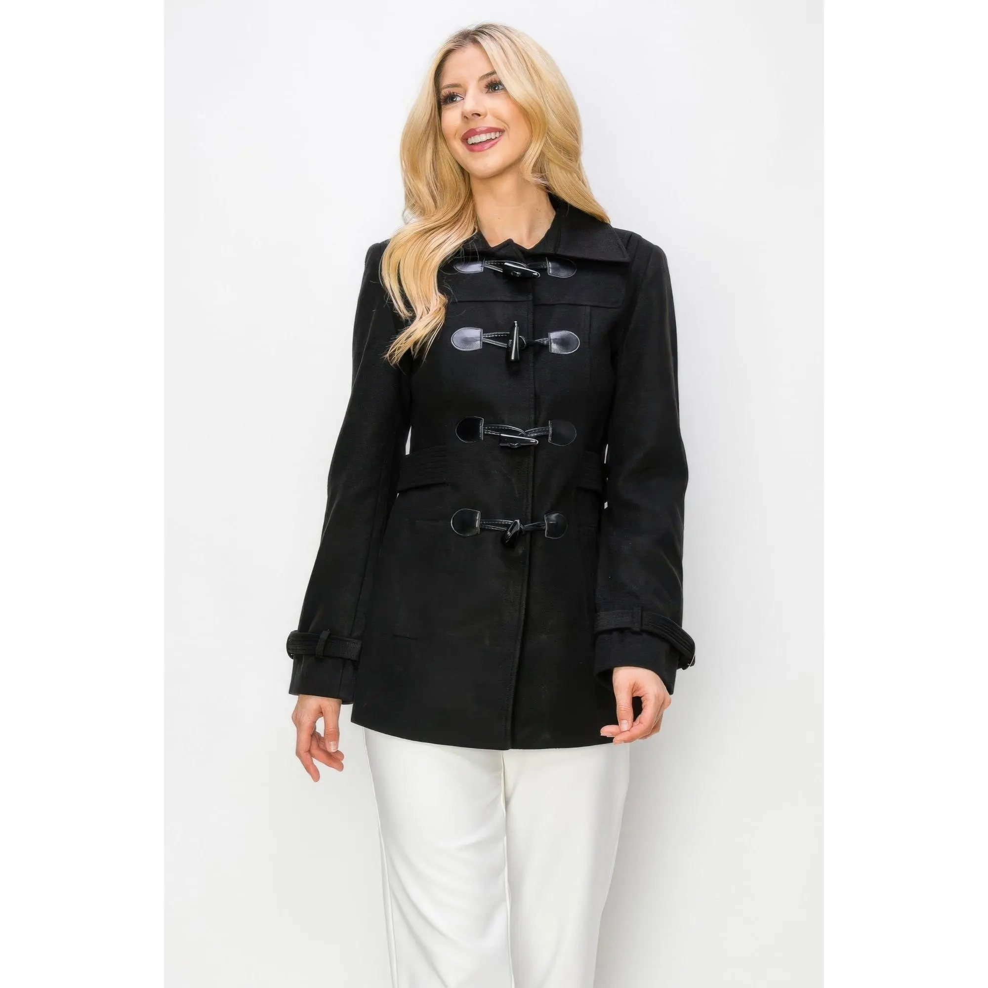 Wool Toggle Button Peacoat With Pockets