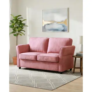67" Loveseat Sofa Chenille Fabric with Removable Covers, Outward Arms, Spring Cushion & Solid Wood Frame, Deep Seat Couch for Small Apartment, Living Room, Reading Nook, Bedroom, Pink