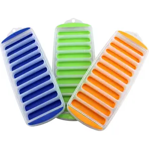 Ice Cube Tray with Lid for Water Bottles, 3 Pcs Silicone Ice Cube Mold with Lid, Easy Pop Out, Reusable Slim Ice Stick Tray for Freezer, Kitchen Essential