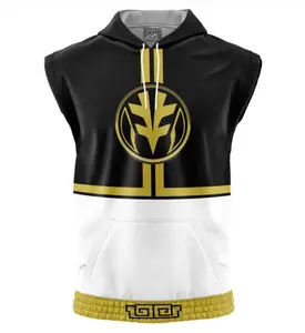 White Ranger Mighty Morphin Sleeveless Hoodies, Power Rangers Anime Graphic Sleeveless Sweatshirt Hoodies