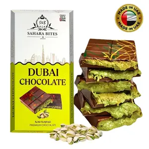 Sahara Bites Dubai 3 pack Premium Chocolate Bar with Pistachio Cream 6.53 oz Made in UAE Viral Luxury Kunafa Chocolate Bar