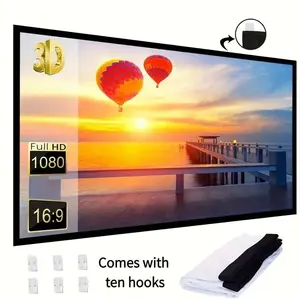 100-Inch 3D Projection Screen, Portable Foldable Home Theater Outdoor Indoor Projector Screen, Essential Projector Curtain for Clearer Projections
