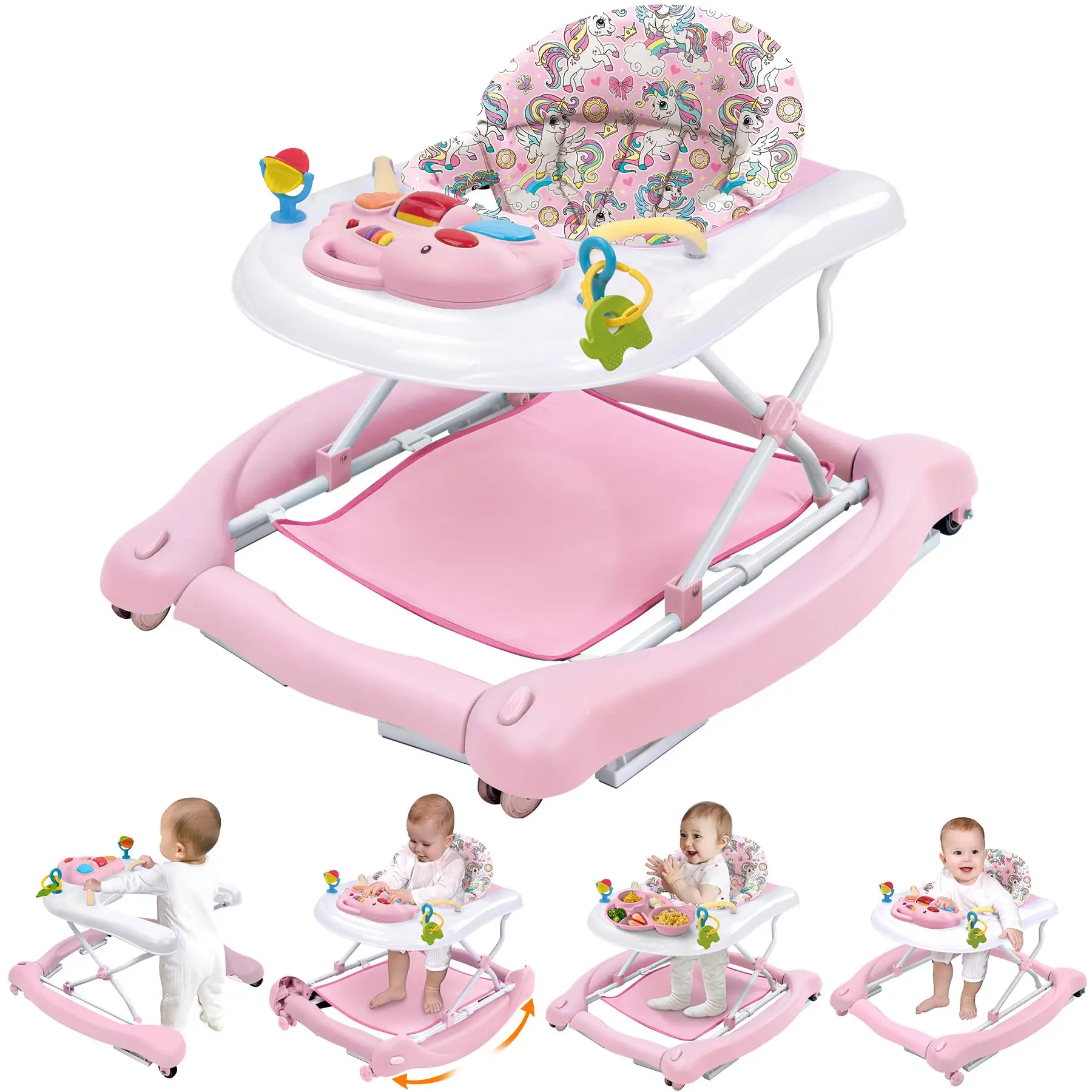 #Summerwins Pawtong Foldable Baby 5-in-1 Activity Walker - Rocker, Activity Center, Bouncer, Seat Walker, Push Walker - Adjustable Speed Rear Wheels and Height Toys Ages 6-18 Months Floorwalker, Infant Walker, Toddler Push Walker