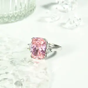 Pink Romance Ring | Rectangular Cut 925 Sterling Silver | Simple Yet Romantic | Perfect Anniversary & Date Gift