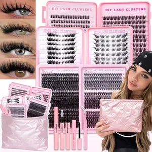 30-100D/Fairy/Manga/Foxy/Cat Eye Lash Cluster Gift Set, 3D Thick Lashes Clusters Kit, 4 Styles Cat Eye Lash, Large capacity Natural Lashes Kit, Bond &Seal, Remove, Tweezers, Easy DIY Salon Look at Home, Long-Lasting Glam for Beginners