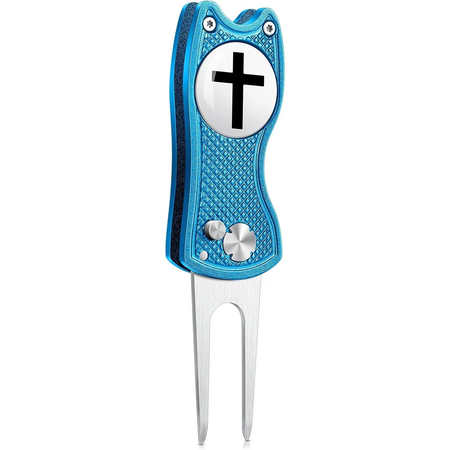 Golf Divot Repair Tool with Magnetic Ball Marker - Stainless Steel Foldable Divot Tool & Golf Divot Tool Featuring Cross Design for Faith-Based Golfers | Perfect for Greens Repair
