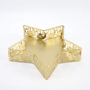 1PC Golden Star Moon Iron Tray Fruit Basket Storage Christmas Home Decoration Light Luxury